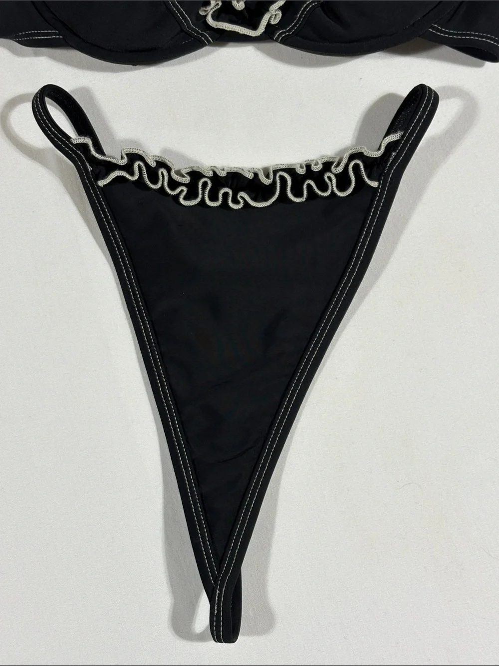 Victoria’s Secret Black Ruffle Trim Underwire Bikini Set - Swimsuit 34B Medium